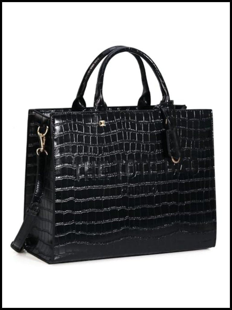 Faux Leather Tote Bag Satchel Purse With Shoulder Strap Handbag